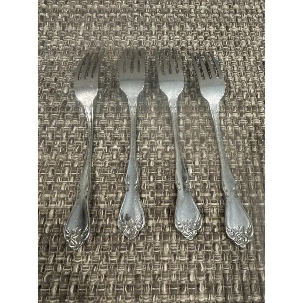 Oneida Arbor Rose True Rose Dinner Forks Stainless Steel Flatware Set Of 4